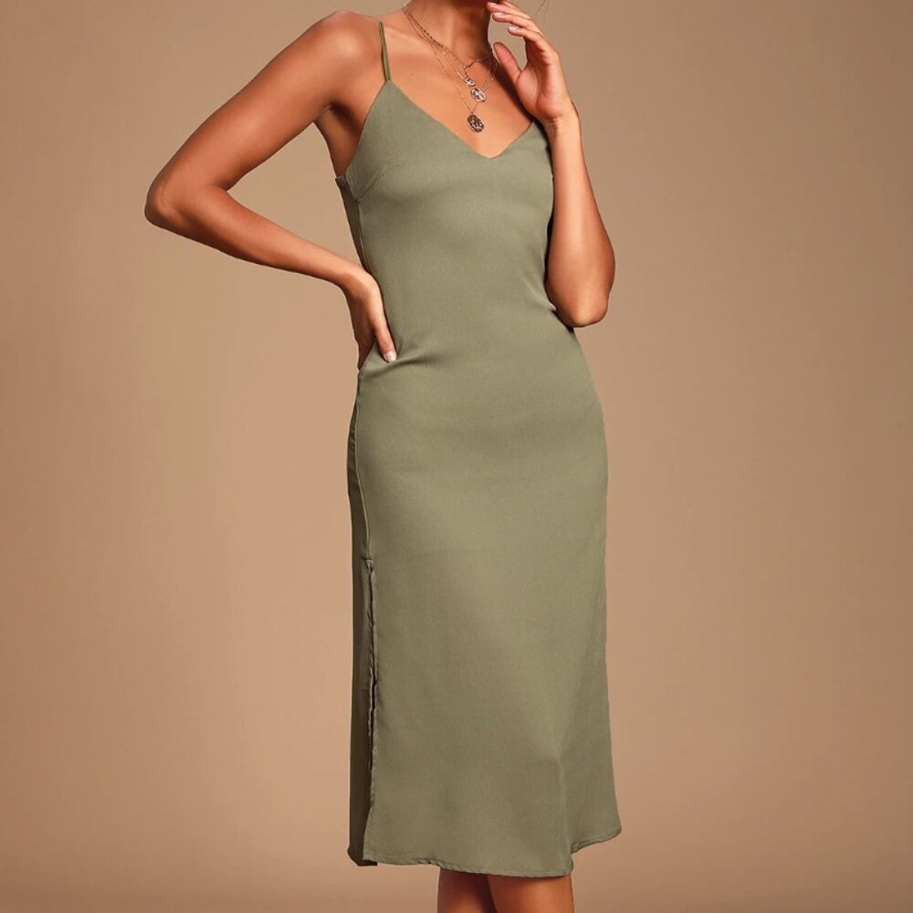 Lulus Perfect For You Sage Green Midi Column Dress